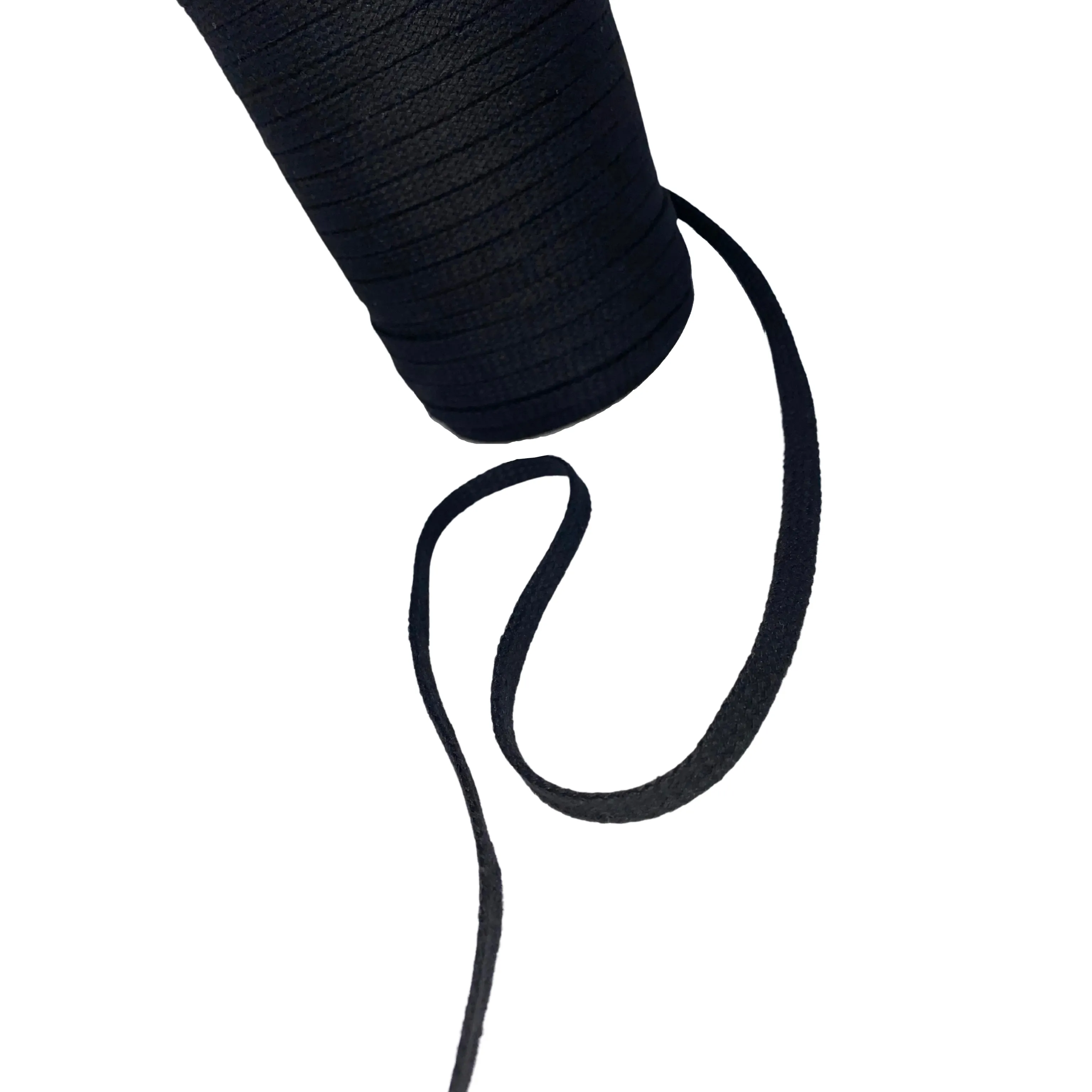 1/4" Black Flat Cotton Cord