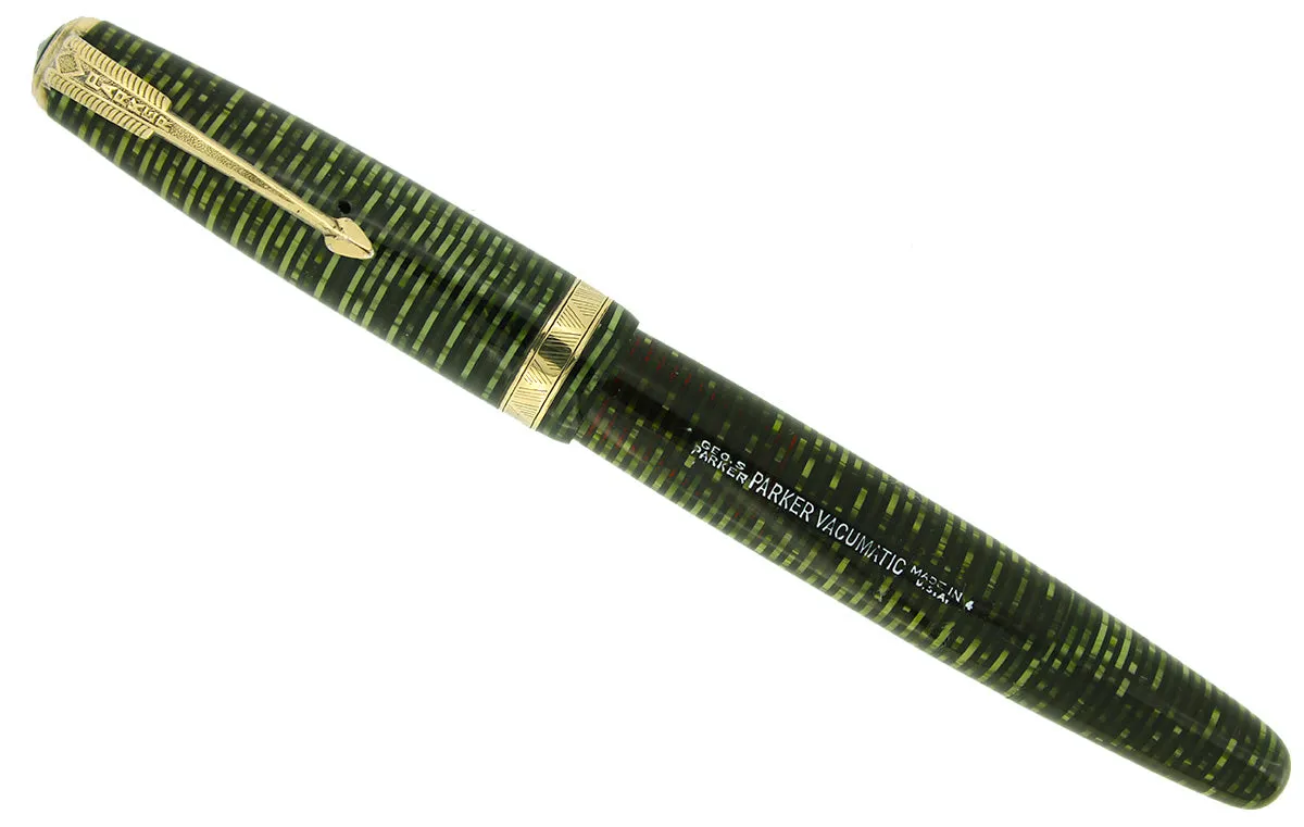 1944 PARKER EMERALD PEARL VACUMATIC MAJOR FOUNTAIN PEN GORGEOUS COLOR RESTORED