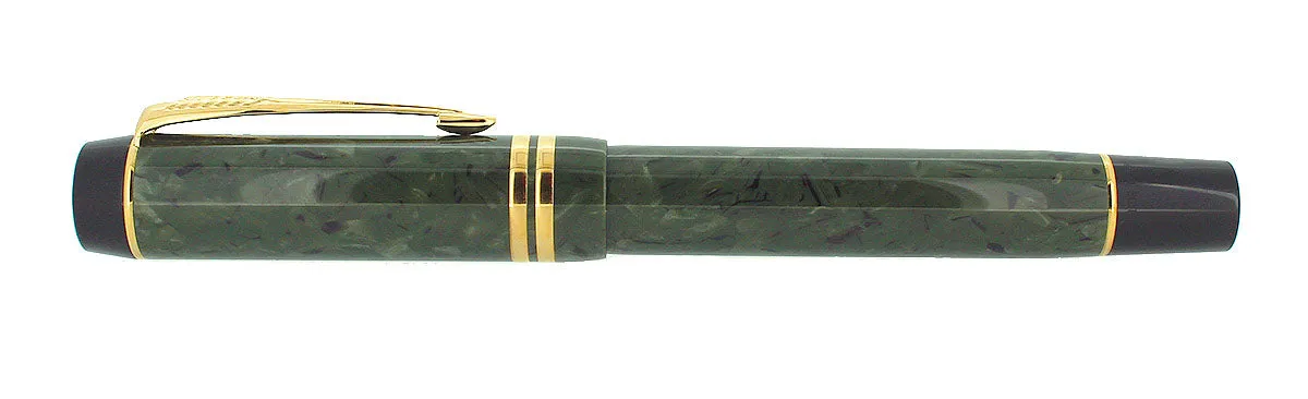 1996 PARKER INTERNATIONAL JADE DUOFOLD 18K MED NIB FOUNTAIN PEN NEVER INKED