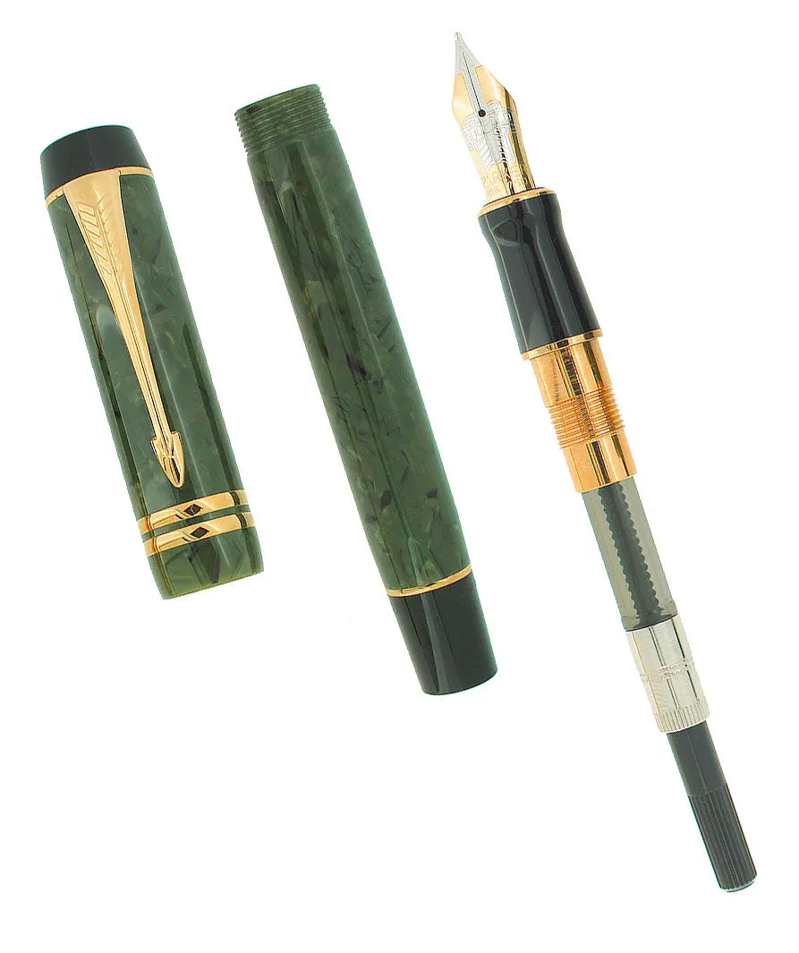 1996 PARKER INTERNATIONAL JADE DUOFOLD 18K MED NIB FOUNTAIN PEN NEVER INKED
