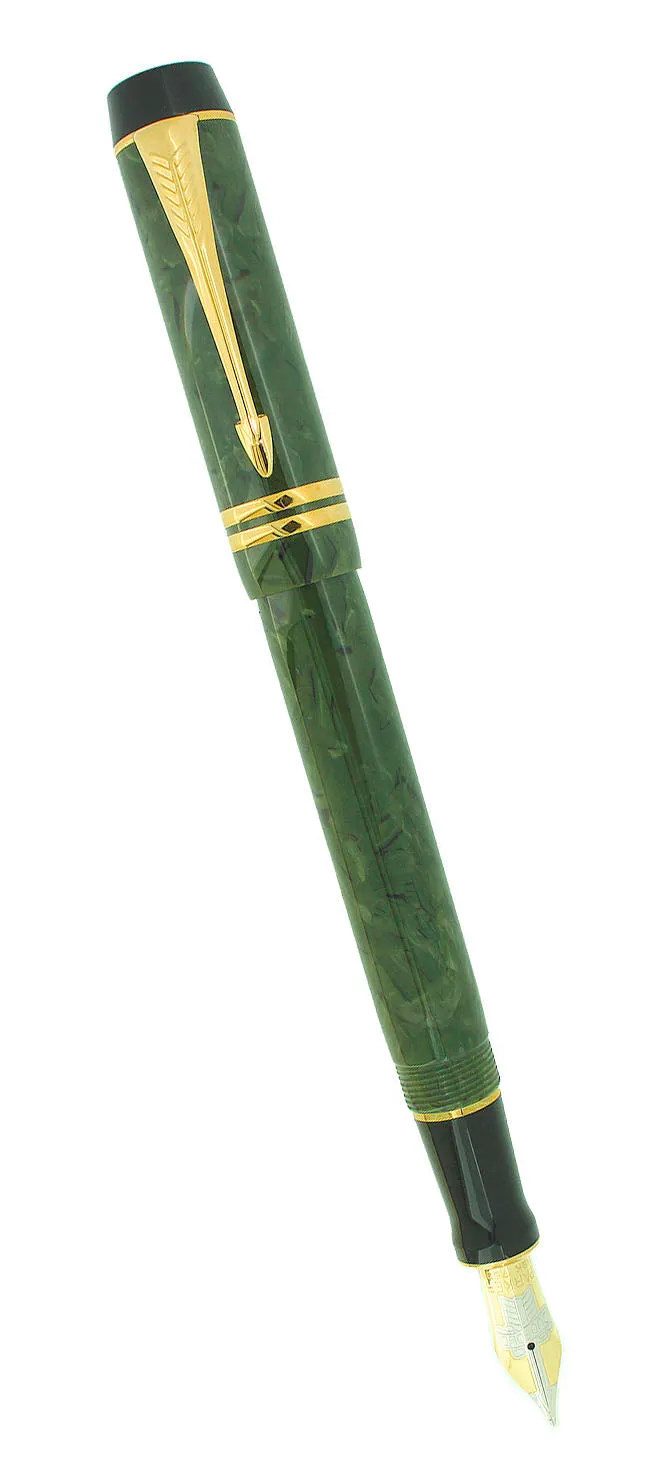1996 PARKER INTERNATIONAL JADE DUOFOLD 18K MED NIB FOUNTAIN PEN NEVER INKED