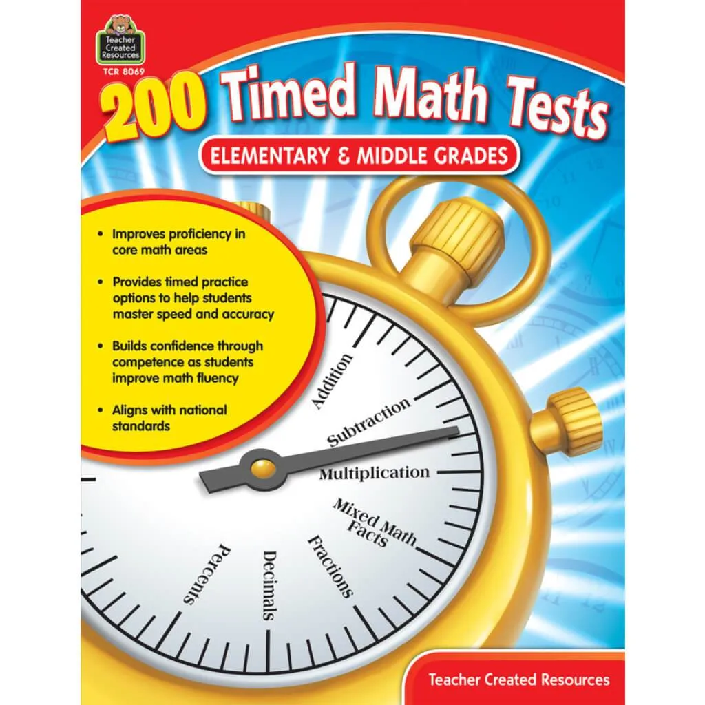 200 Timed Math Tests Elementary To Middle Grades Book