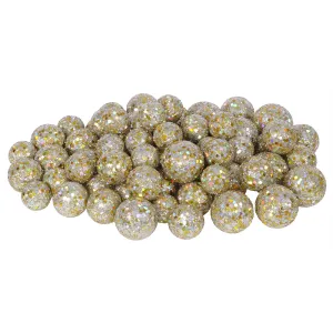3Pk. Vickerman 20-25-30mm. Champagne Glitter Ball Christmas Ornament