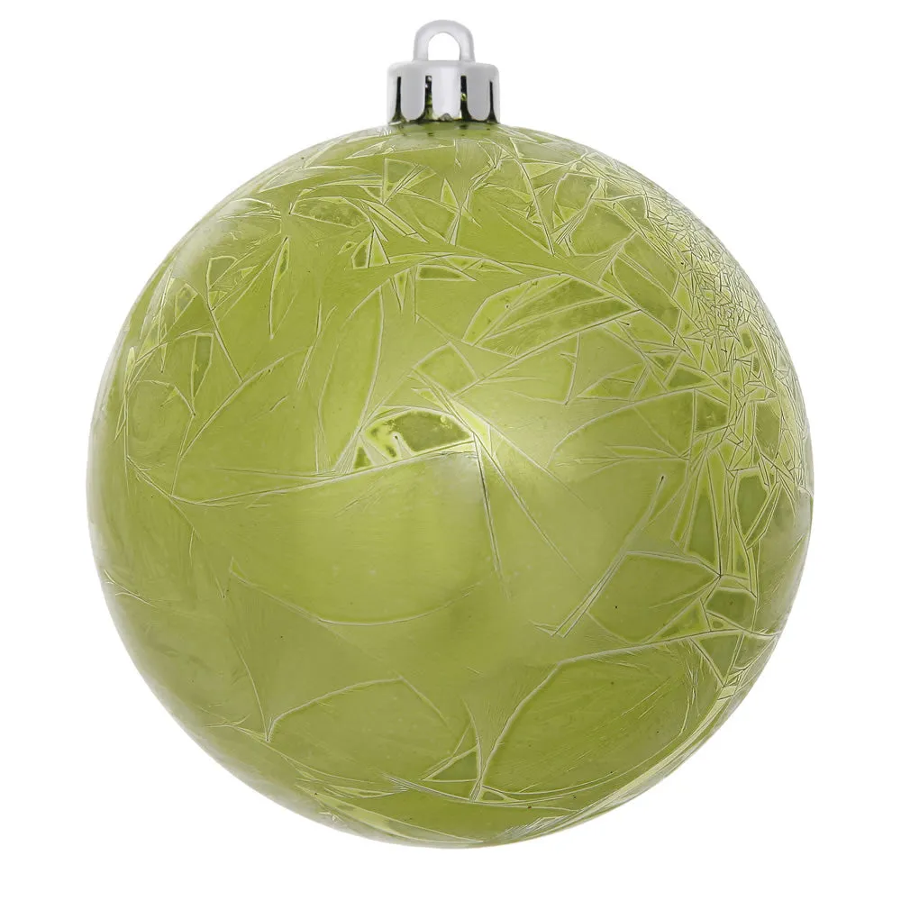3" Lime Crackle Ball Ornament UV Drilled 12/Bag