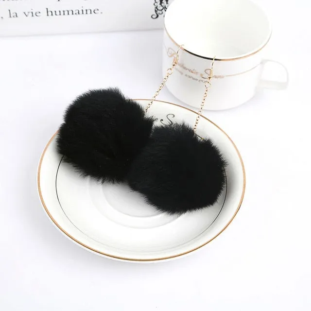 5 Colors Lovely Bunny Fur Ball Earrings Pom Pom Drop Earrings for Women Girls Dangle Earrings Fashion Jewelry Wholesale Price