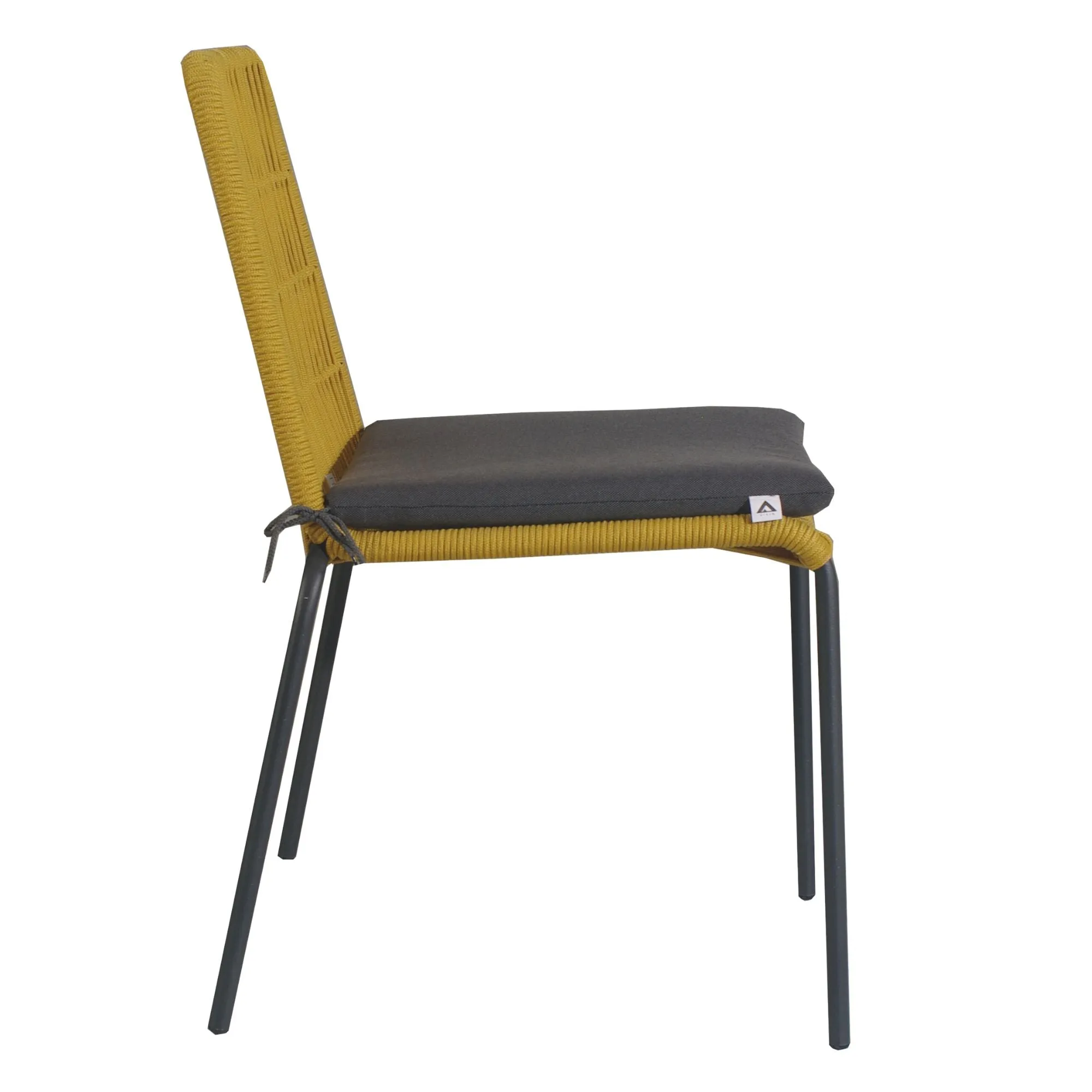 6pc Yellow Waterproof Rope Dining Chairs, Metal Frame