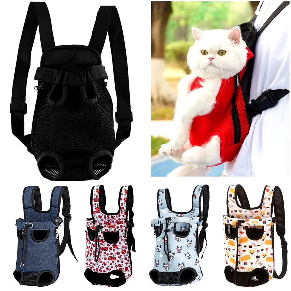 Adjustable Pet Carrier Bag with Double Shoulder Backpack for Outdoor Traveling