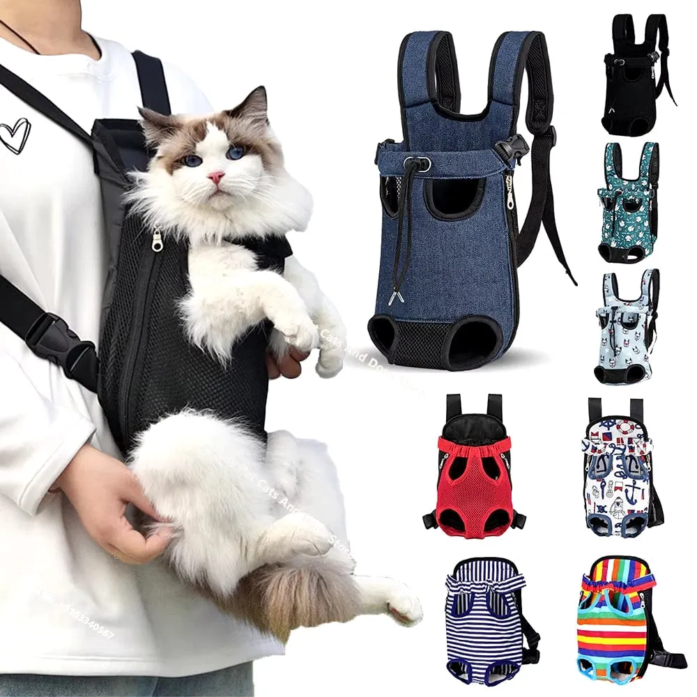 Adjustable Pet Carrier Bag with Double Shoulder Backpack for Outdoor Traveling