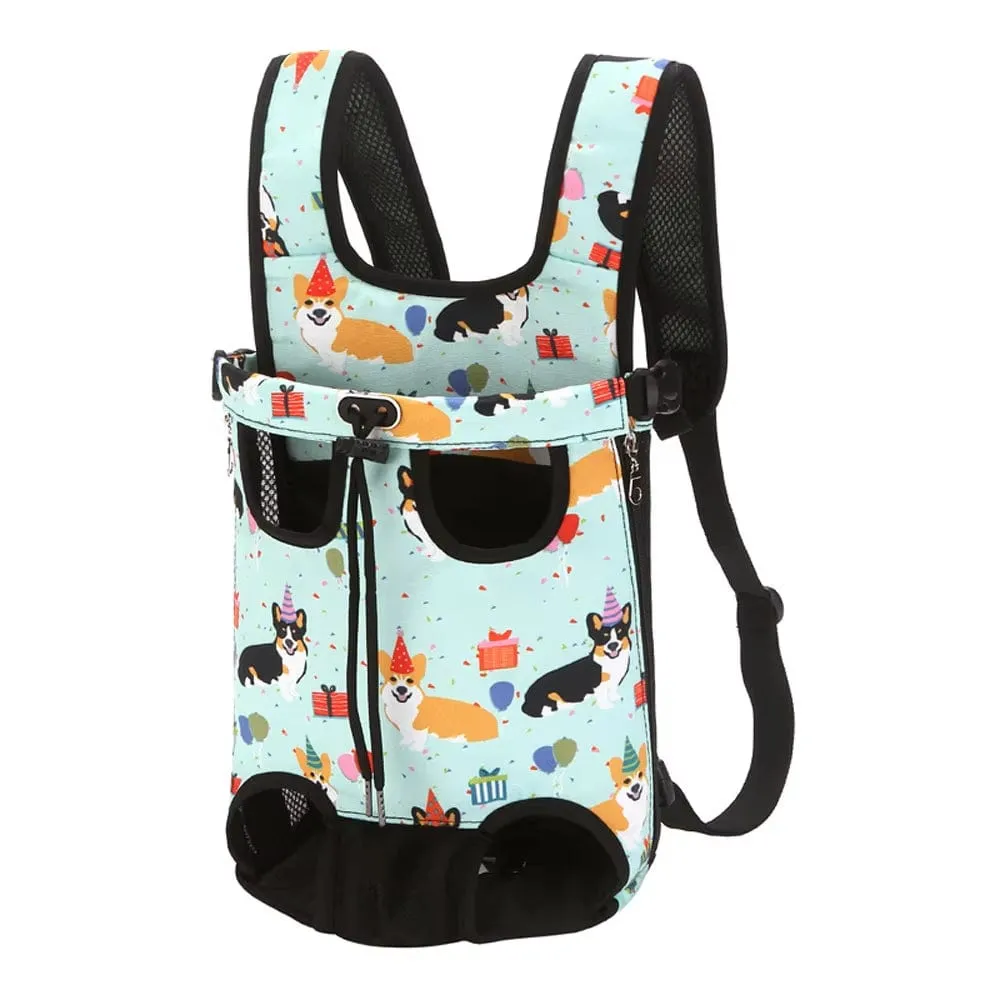Adjustable Pet Carrier Bag with Double Shoulder Backpack for Outdoor Traveling