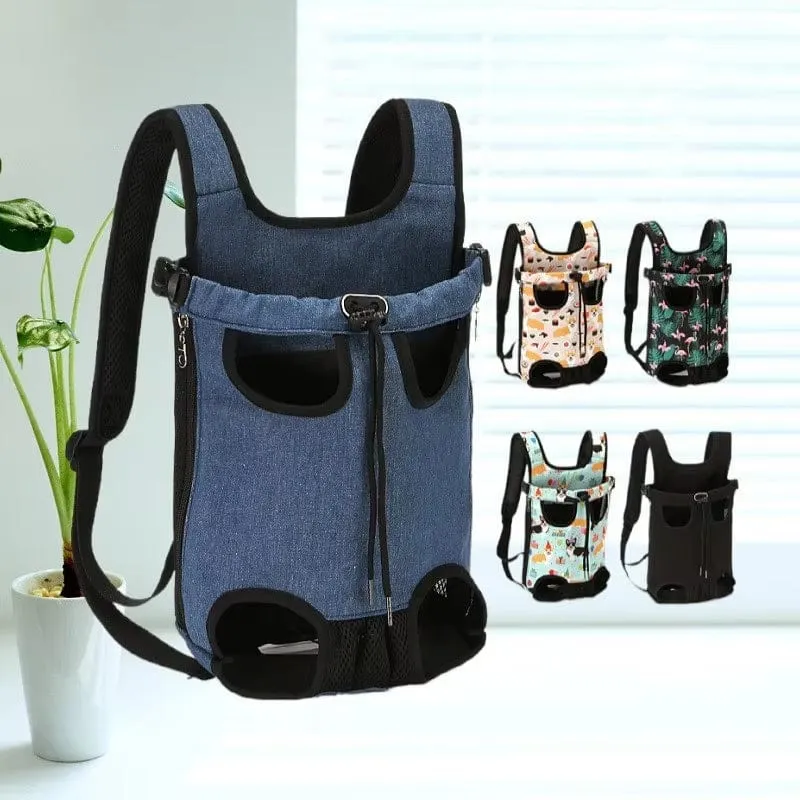 Adjustable Pet Carrier Bag with Double Shoulder Backpack for Outdoor Traveling