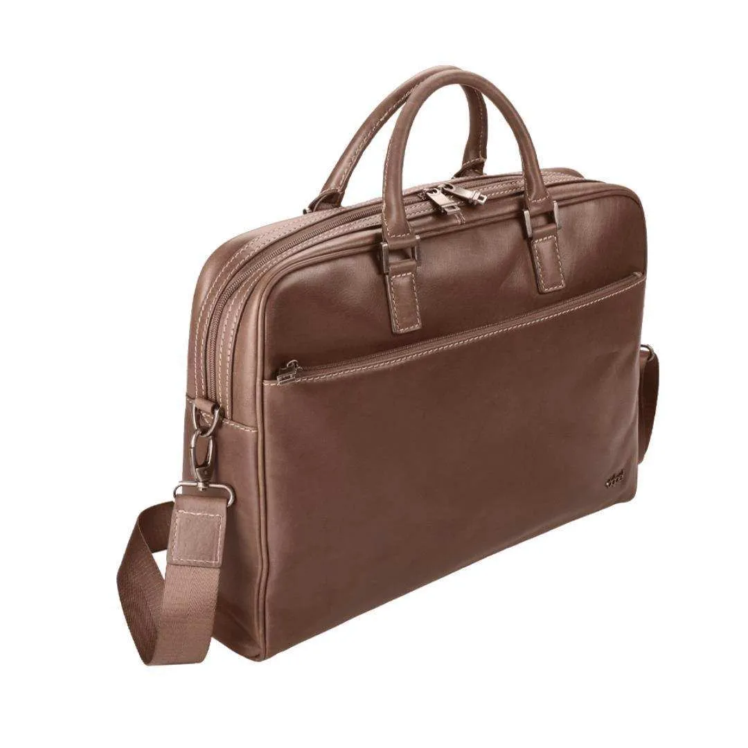 Adpel Arizona Leather Rogatta 15.4-inch Laptop Computer Bag - Brown