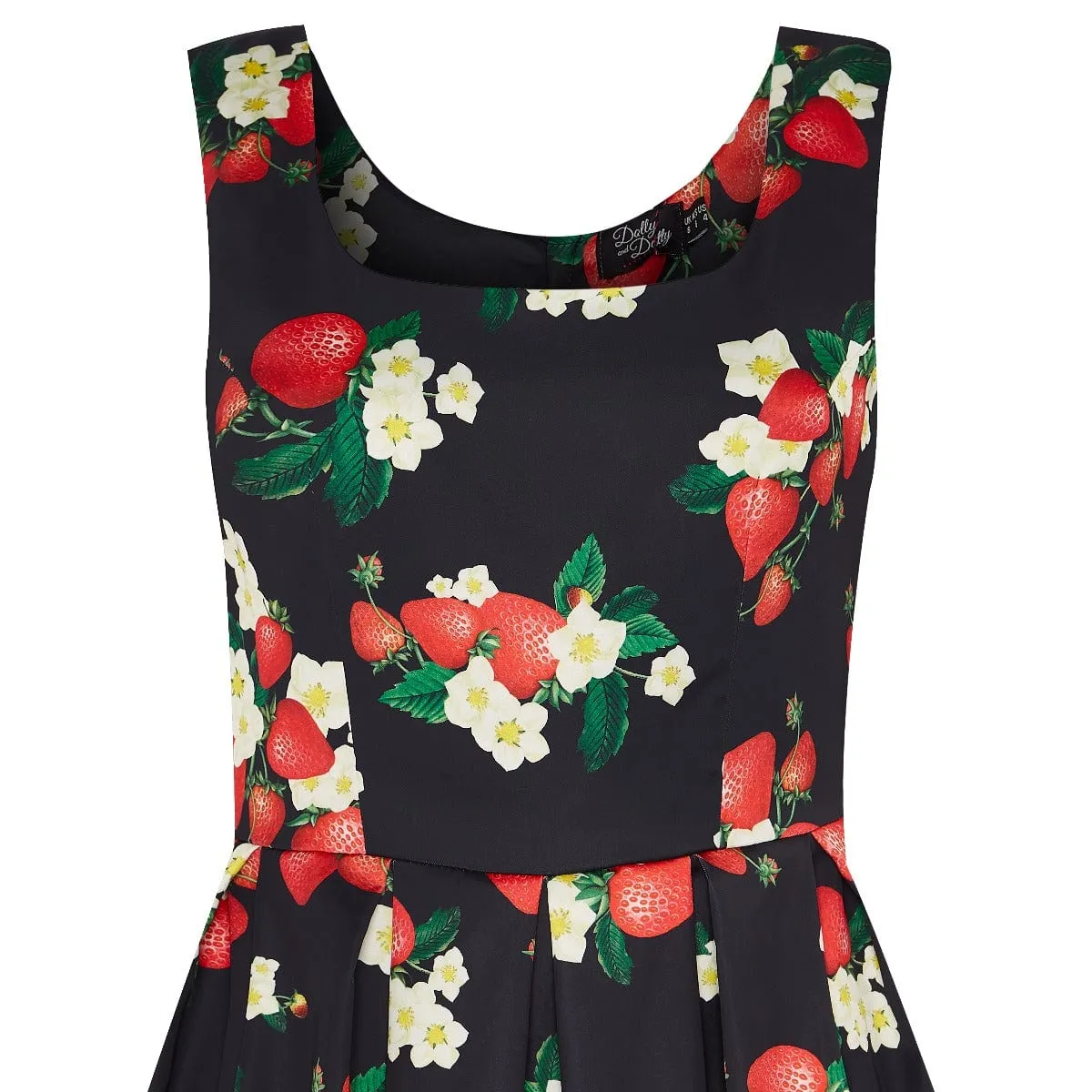 Amanda Black Strawberry Swing Dress