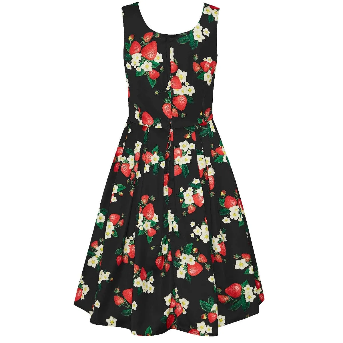 Amanda Black Strawberry Swing Dress