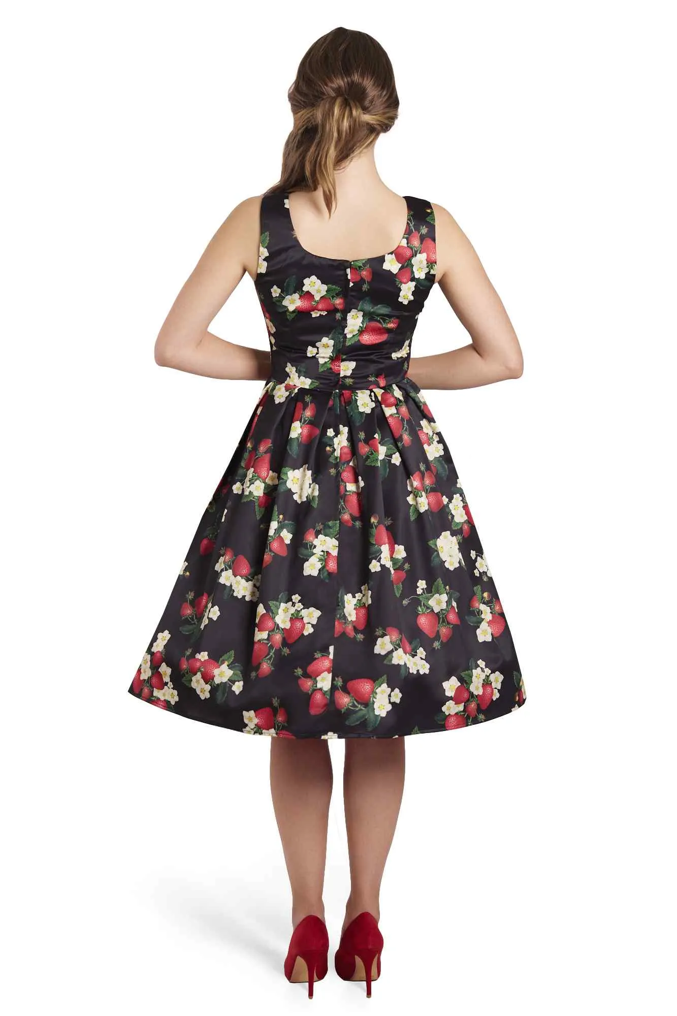 Amanda Black Strawberry Swing Dress