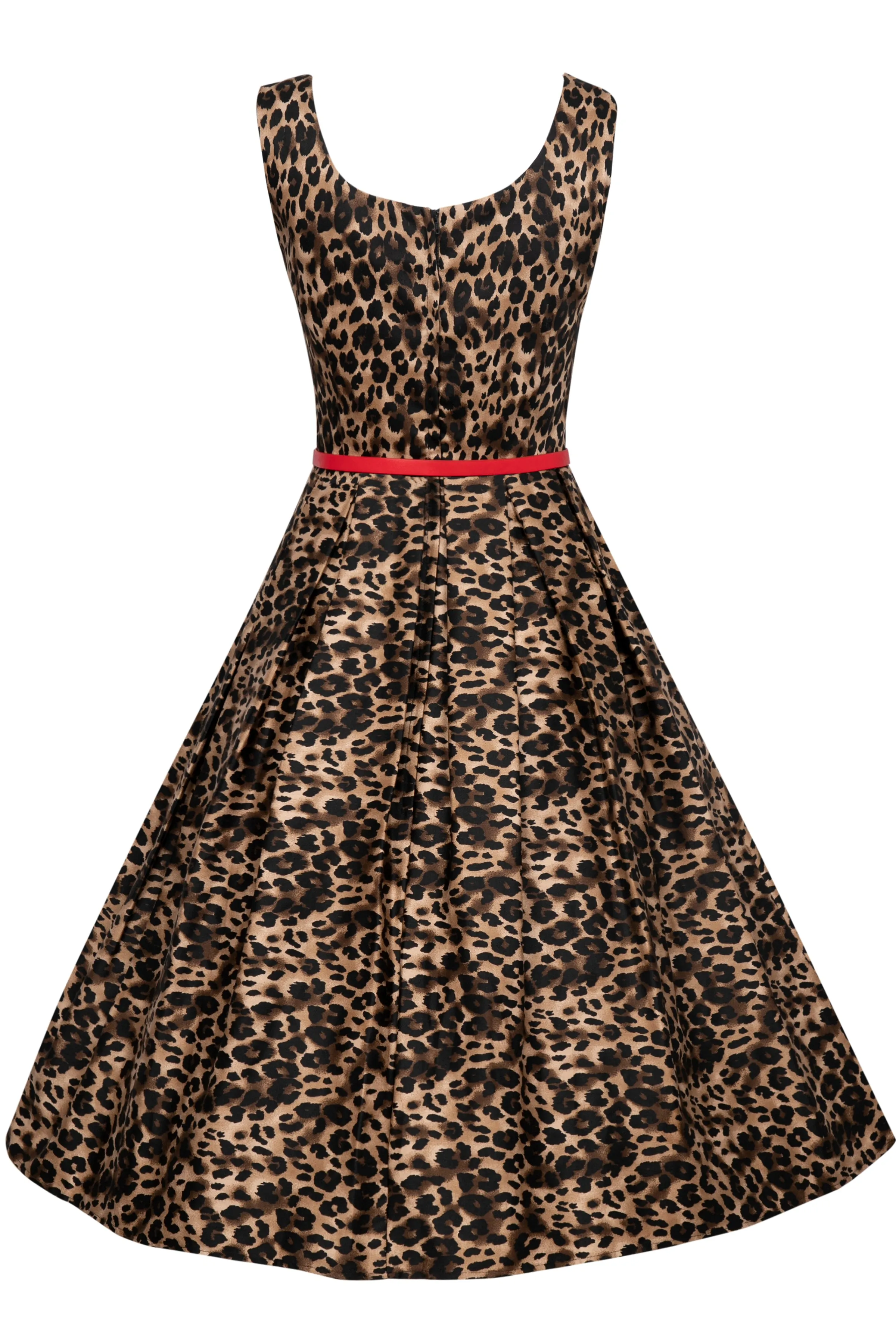 Amanda Retro Swing Dress in Brown Leopard Animal Print