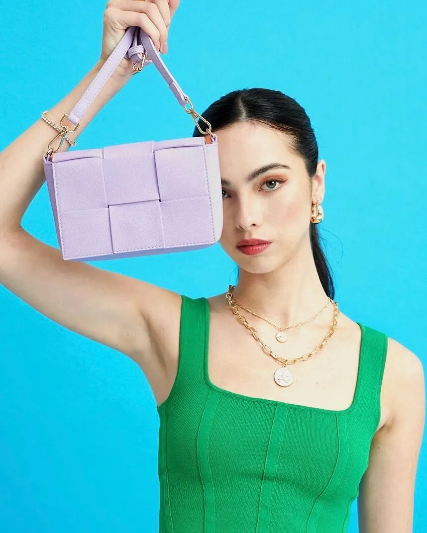 Anika Woven Crossbody Bag - Purple