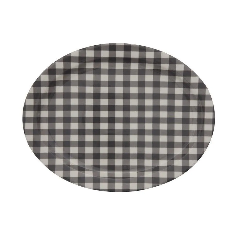 Black Gingham Stoneware Platter