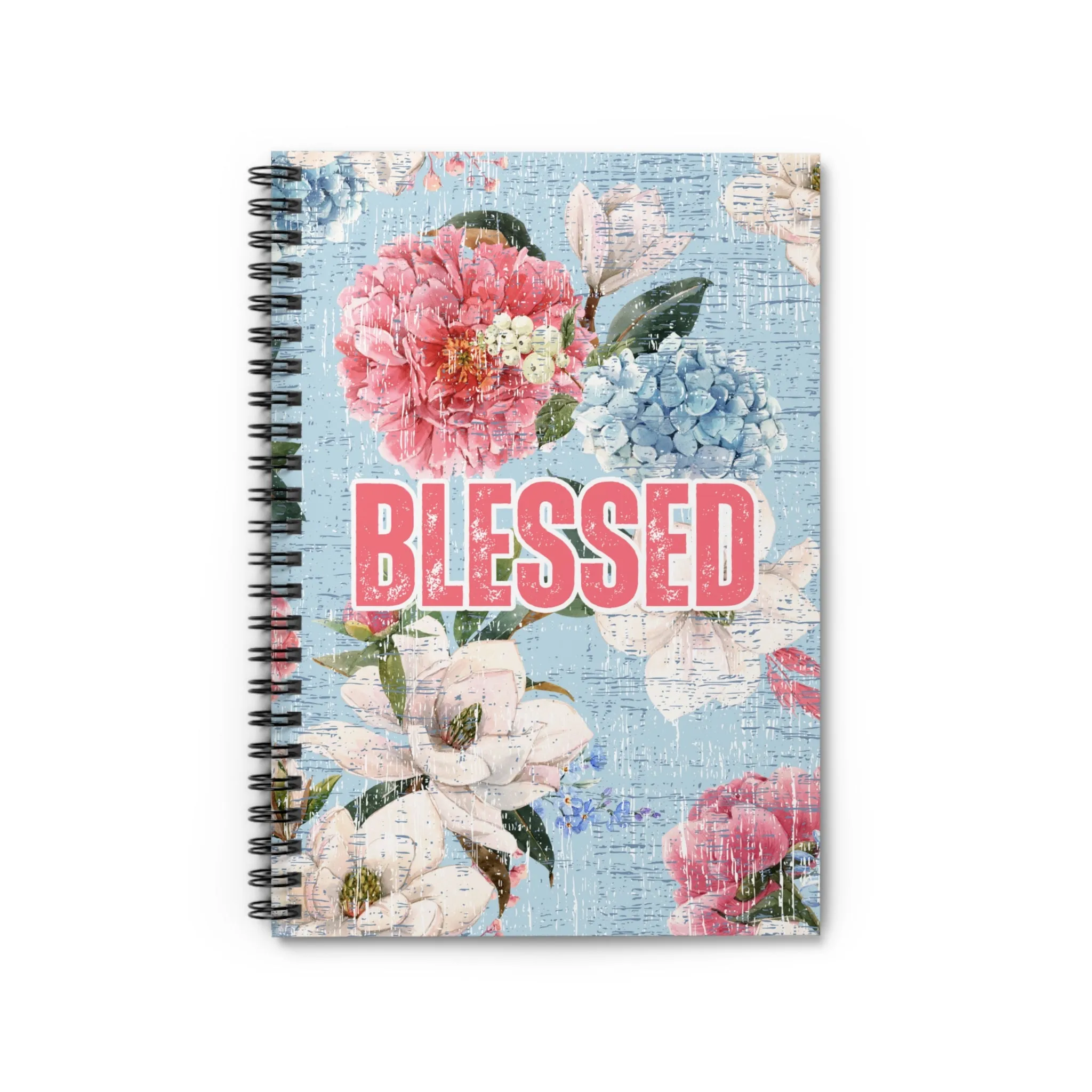 Blessed Blooms: Ruled Spiral Notebook with Inspiring Floral Background