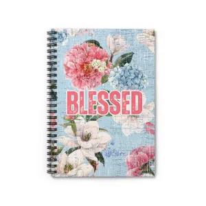 Blessed Blooms: Ruled Spiral Notebook with Inspiring Floral Background