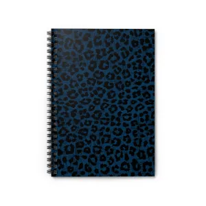 Blue and Black Leopard Print Spiral Notebook - Ruled Line: Stylish Animal Pattern Design