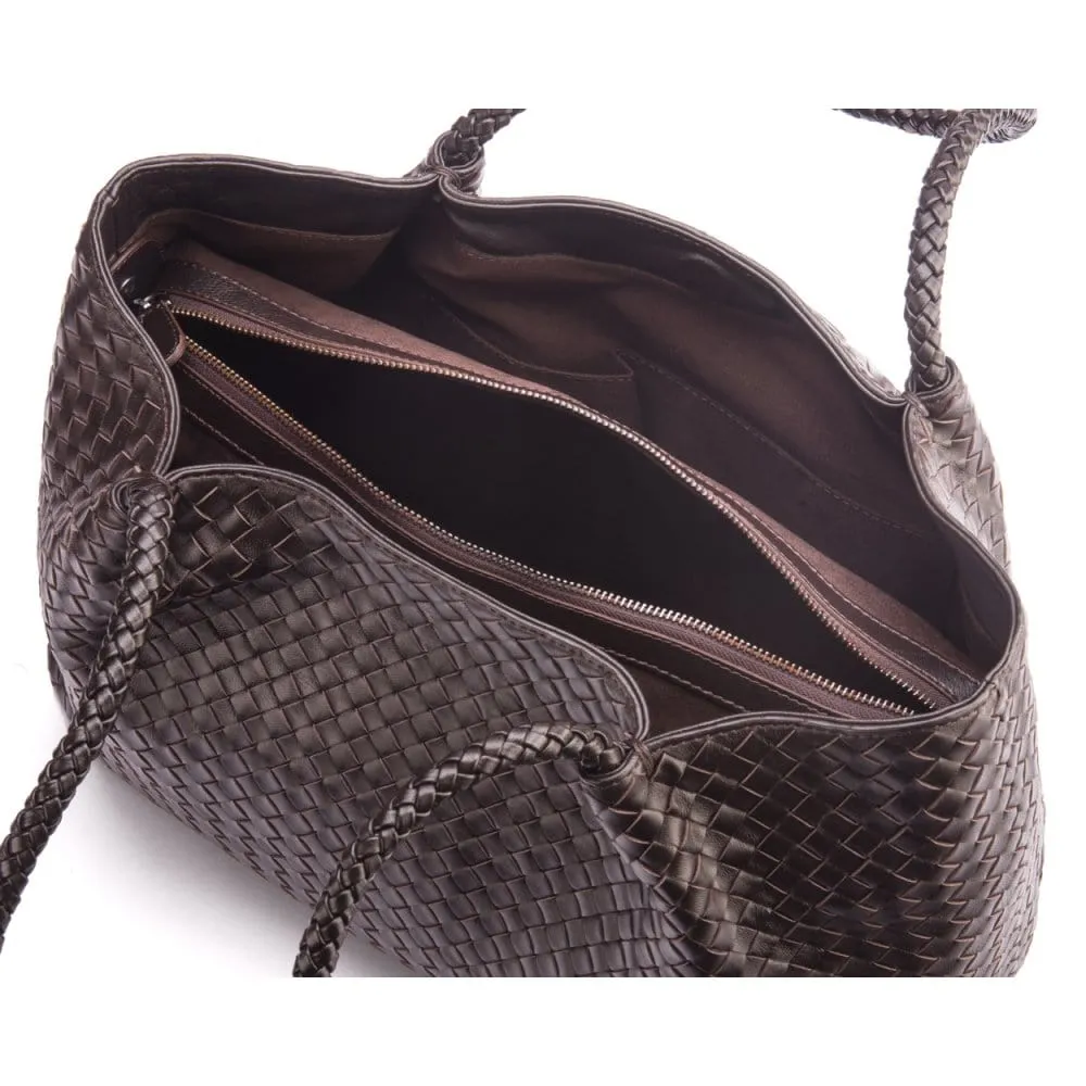 Cassidy Woven Slouchy Bag - Brown
