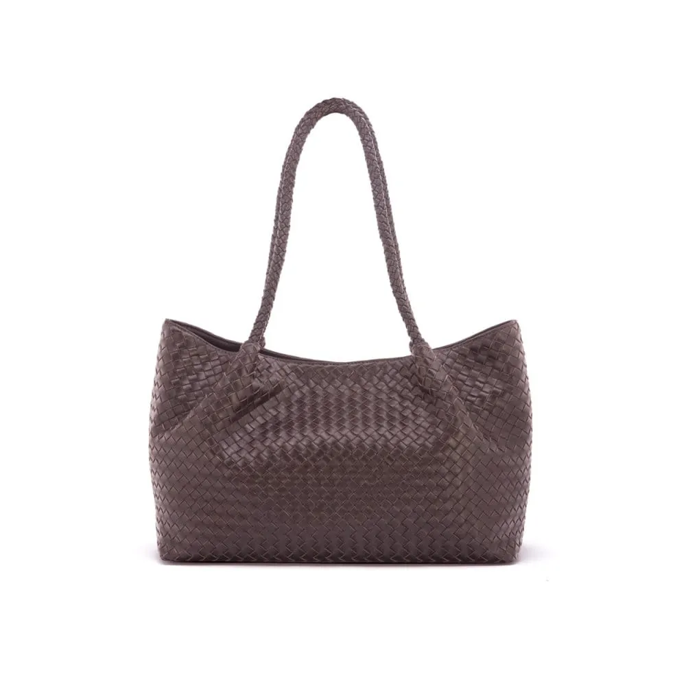 Cassidy Woven Slouchy Bag - Brown
