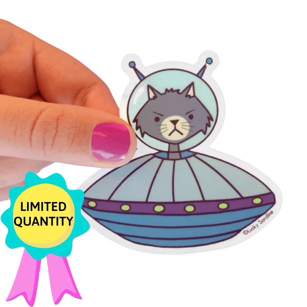 Cat UFO 3" Sticker (FREE SHIPPING)