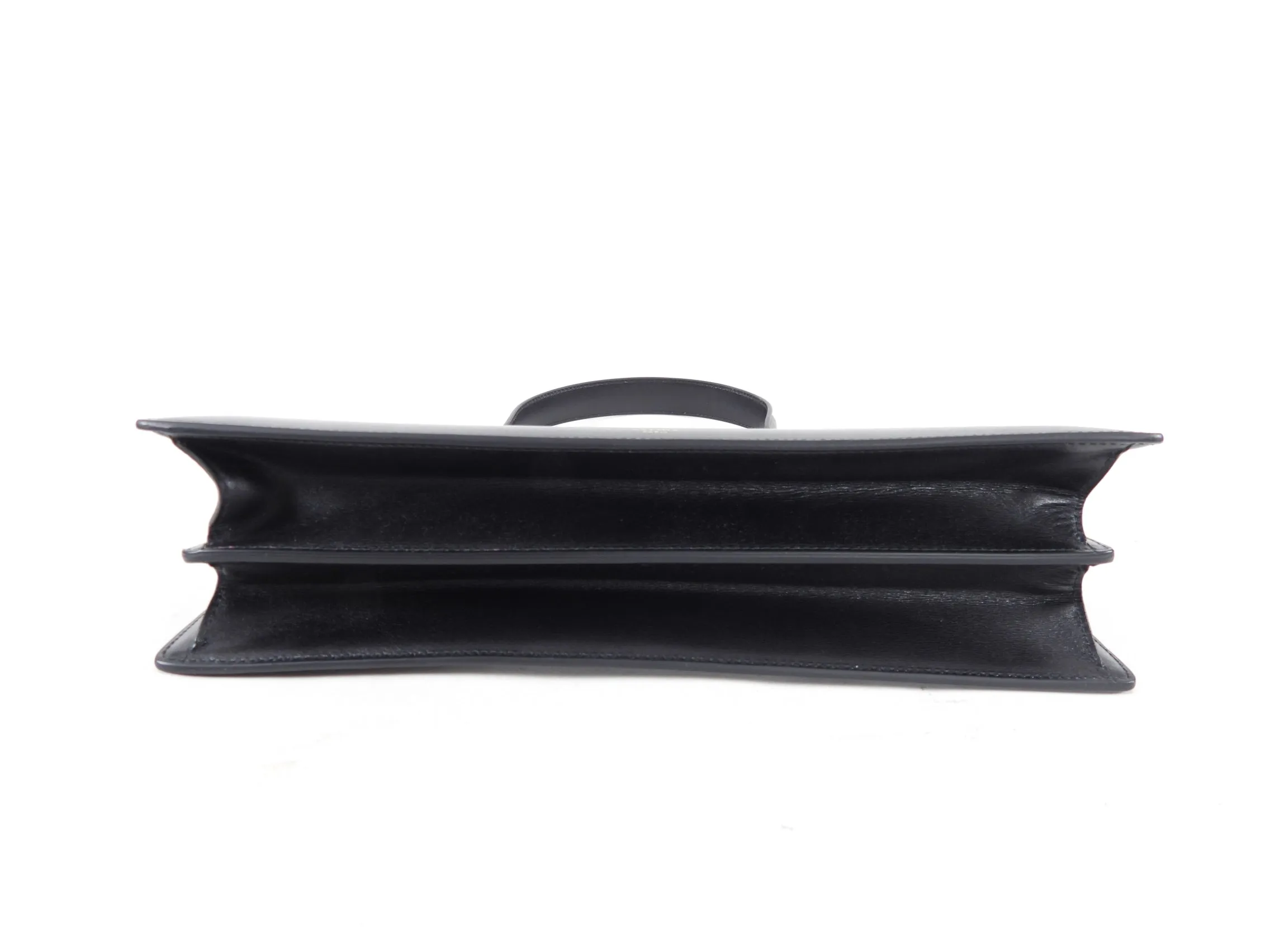 Celine Medium Black Clasp Handbag in Smooth Leather