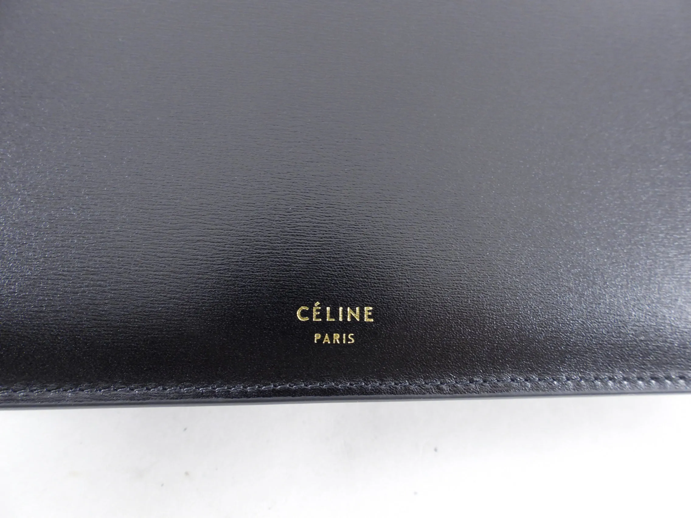 Celine Medium Black Clasp Handbag in Smooth Leather