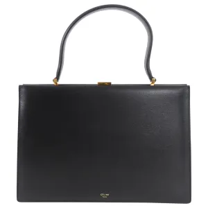 Celine Medium Black Clasp Handbag in Smooth Leather