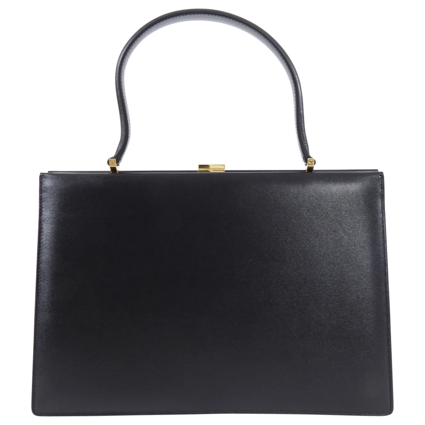 Celine Medium Black Clasp Handbag in Smooth Leather