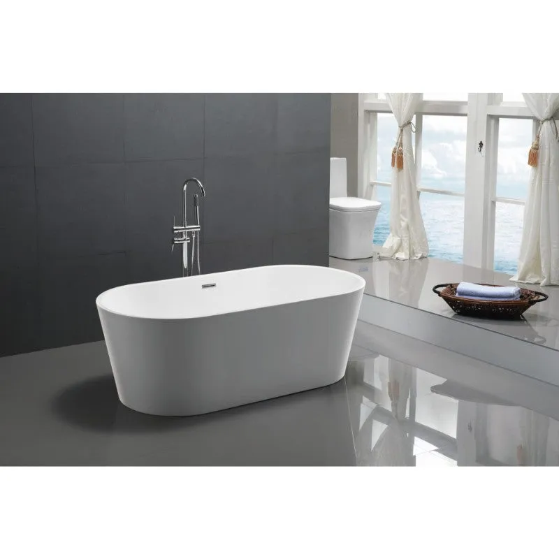 Chand 67.7" Acrylic Freestanding Bathtub in Glossy White