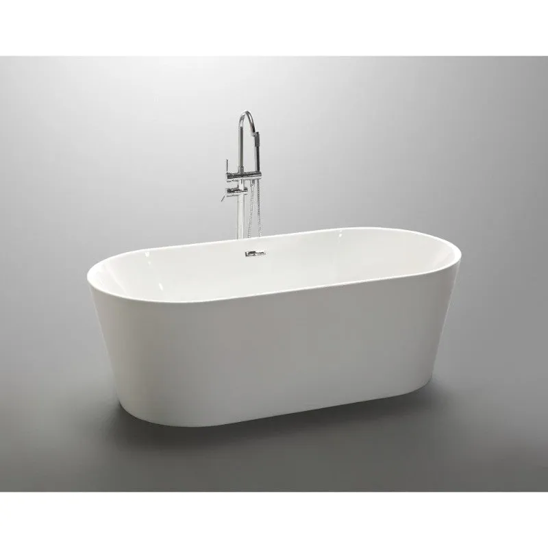 Chand 67.7" Acrylic Freestanding Bathtub in Glossy White