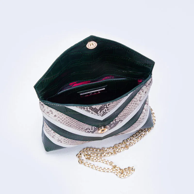 CHEVRON PUFF | EMERALD, NATURAL & WHITE