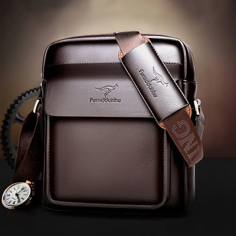 Classic Messenger Bag For Men Business Pu Leather Satchel Bag