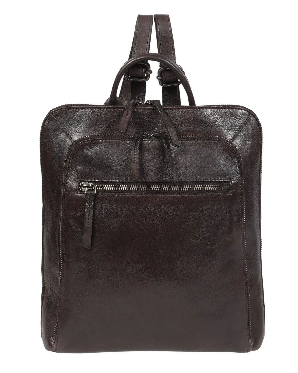 Coffee Leather backpack #7705