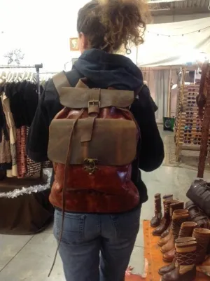 Cognac Leather Backpack for Weekend Trip-Custom Leather Backpack