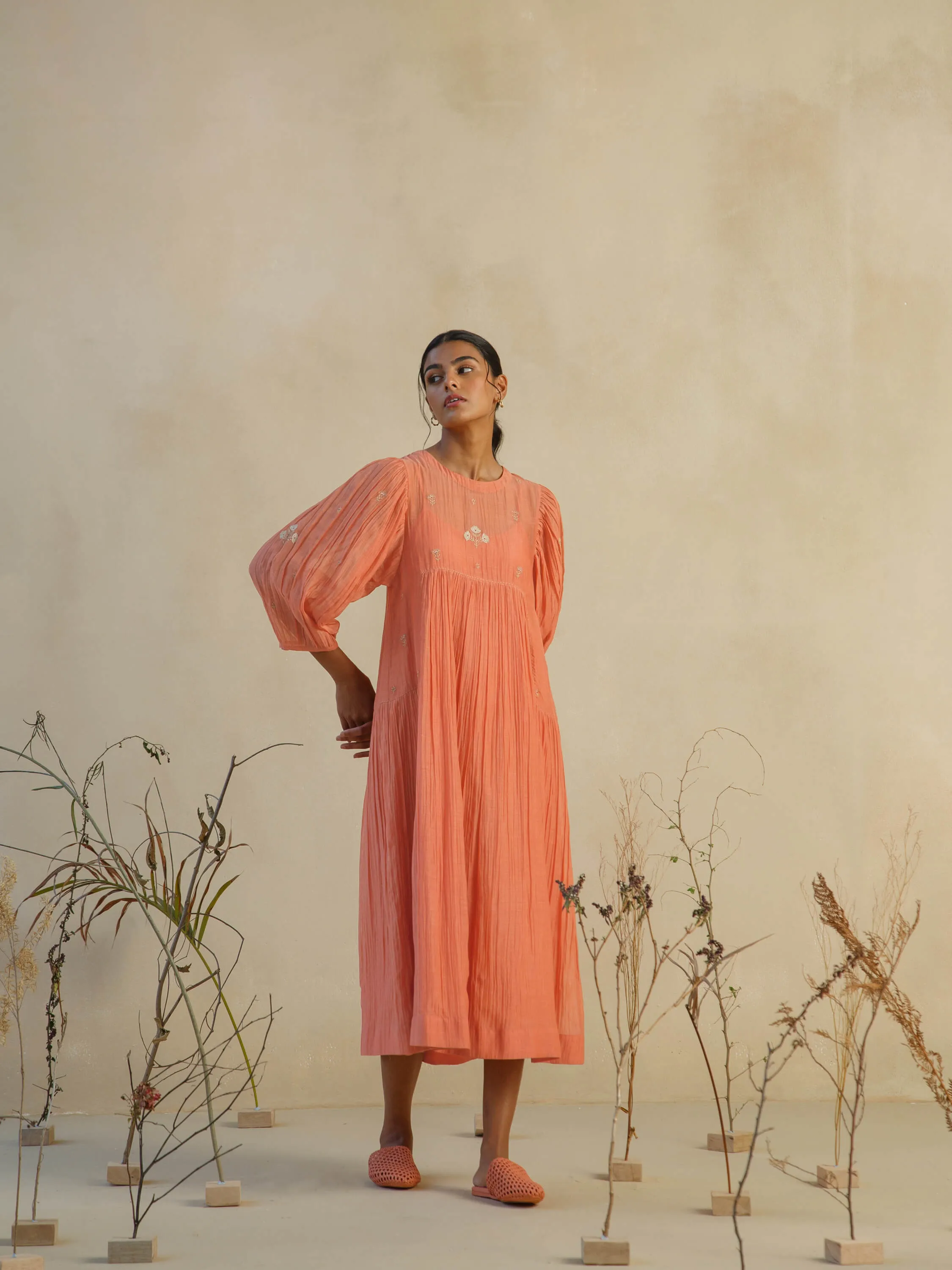 Copper Gold Midi Dress