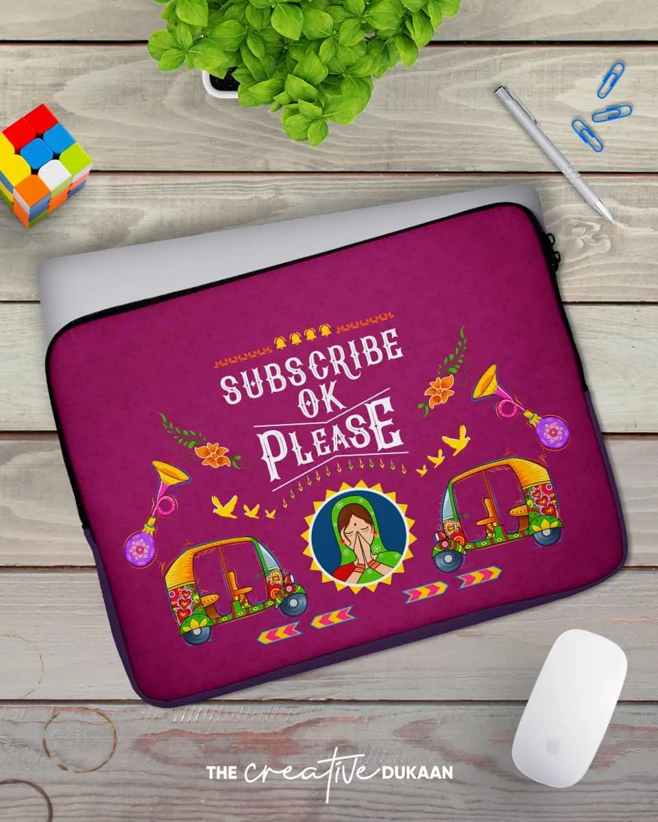 Creative Laptop Sleeve Bag With Subscribe Ok Please