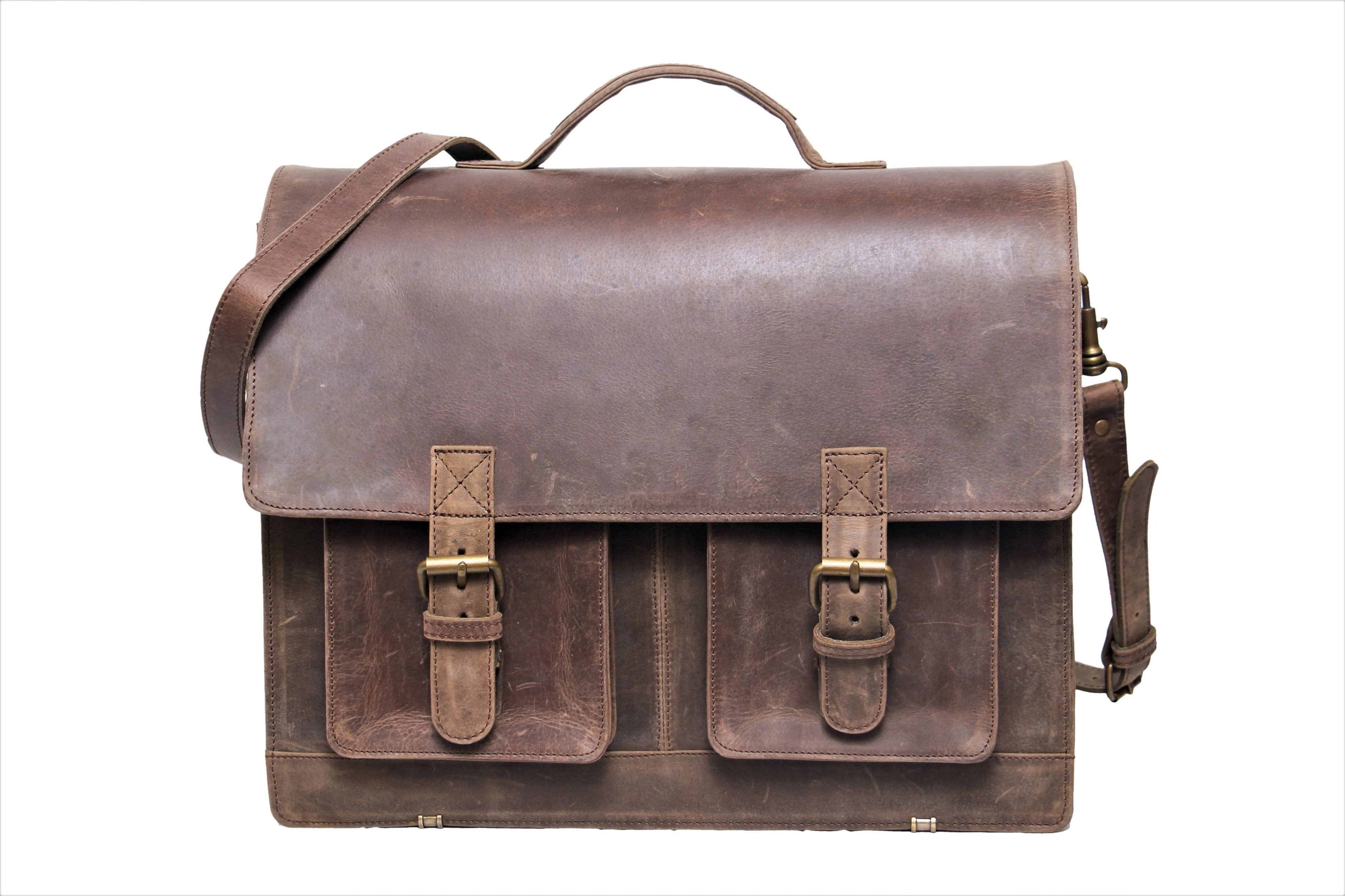 Cree - Distressed leather briefcase