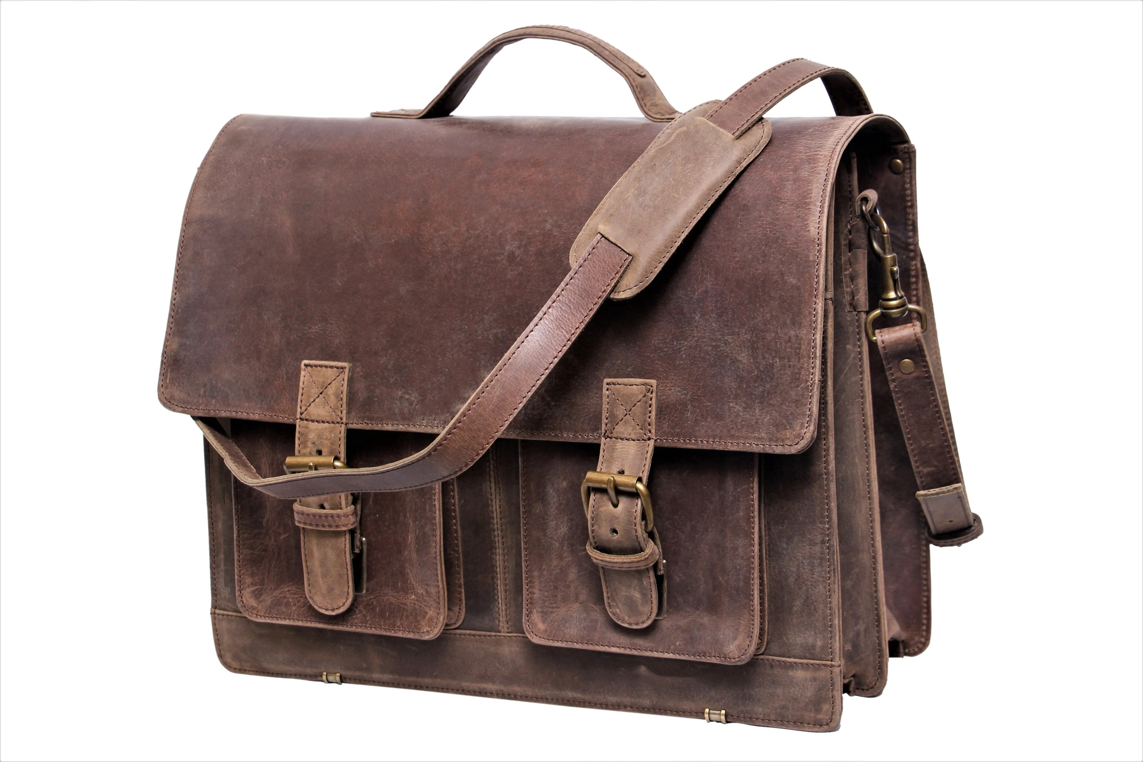 Cree - Distressed leather briefcase