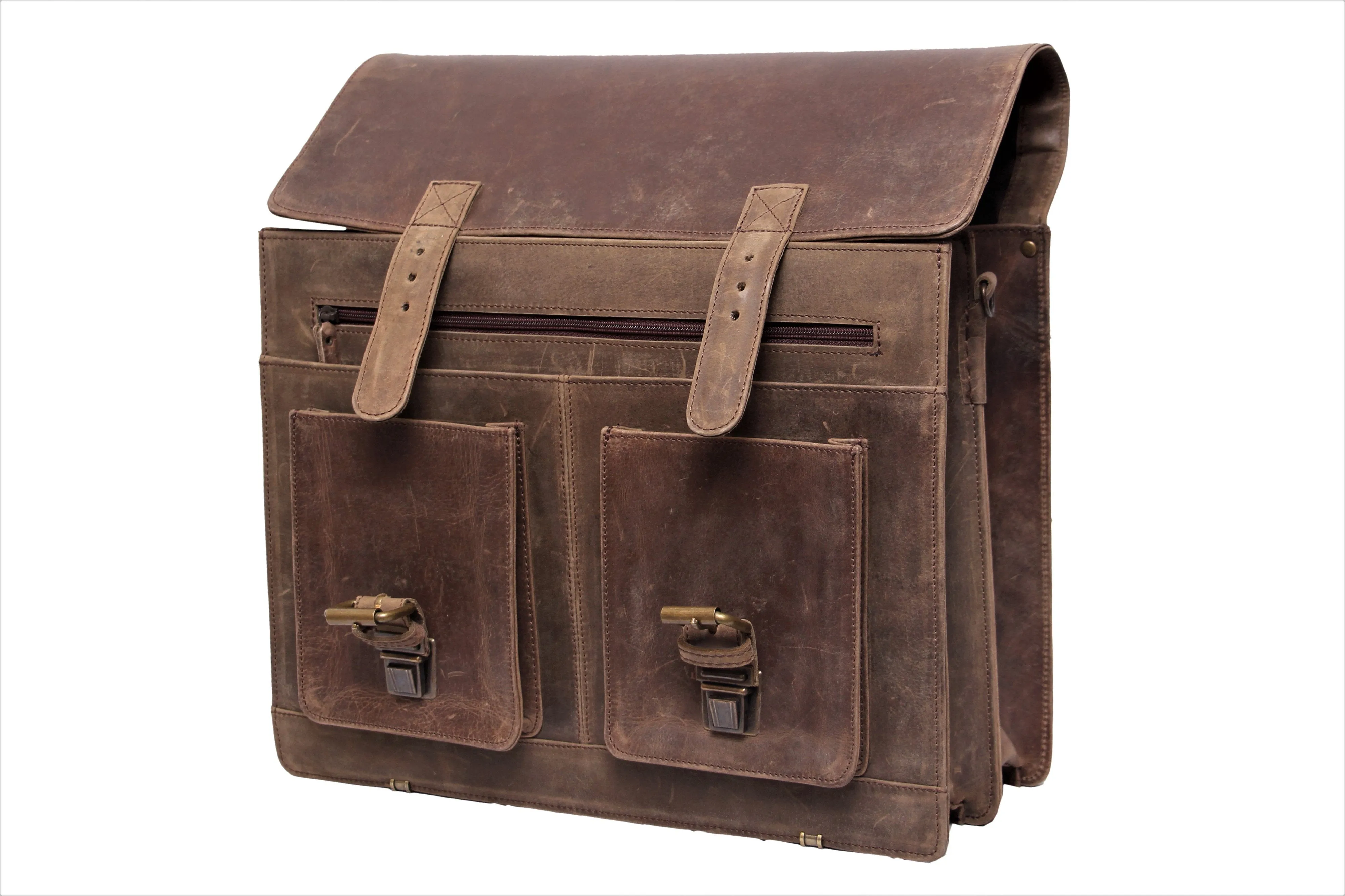 Cree - Distressed leather briefcase