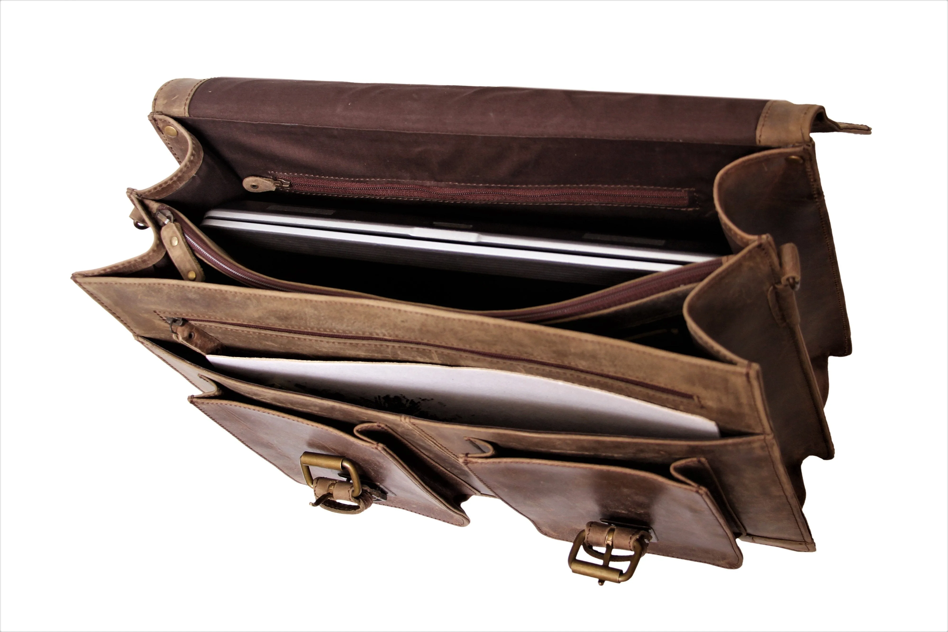 Cree - Distressed leather briefcase