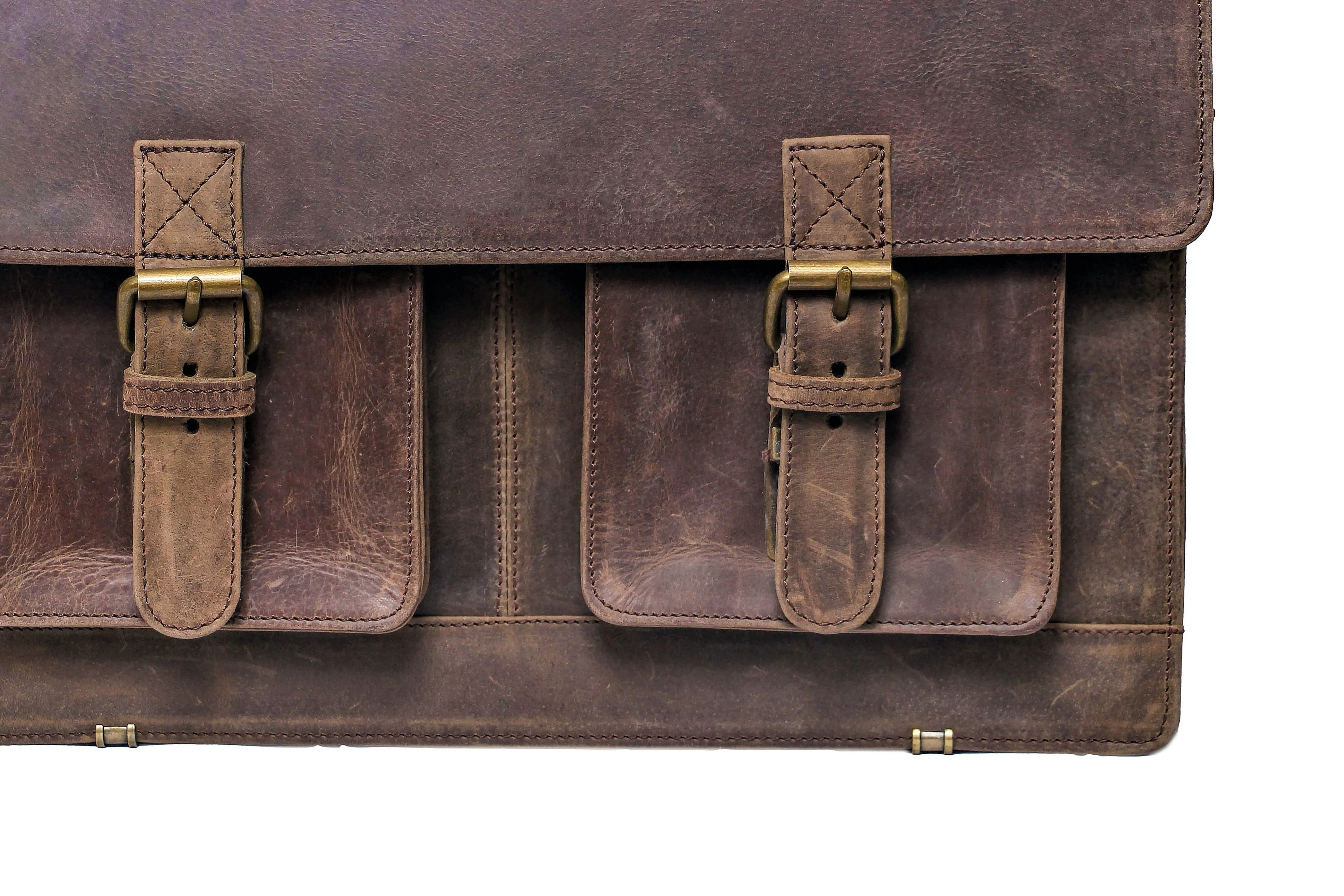 Cree - Distressed leather briefcase