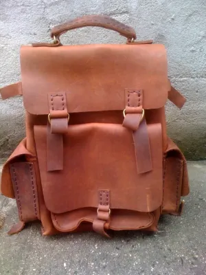 Custom Handmade Leather Backpack-Leather Backpack for Weekend Trip