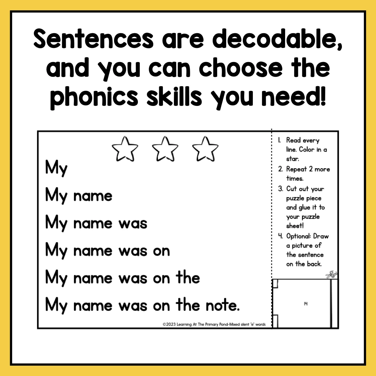 Decodable Sentence Fluency Pyramids | Silent E Set