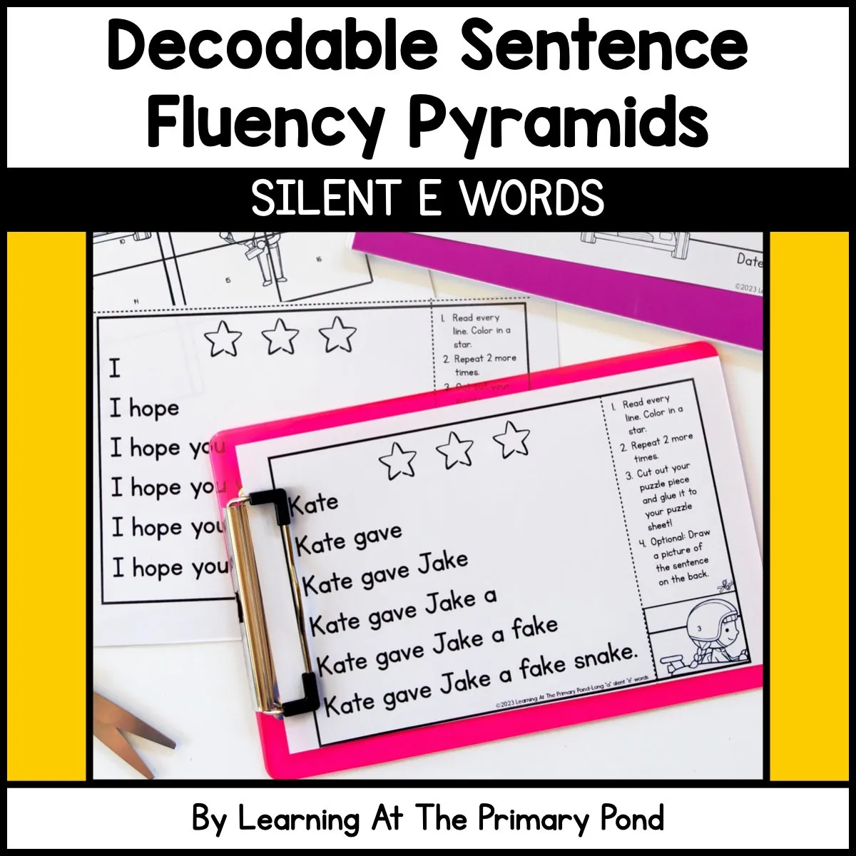 Decodable Sentence Fluency Pyramids | Silent E Set