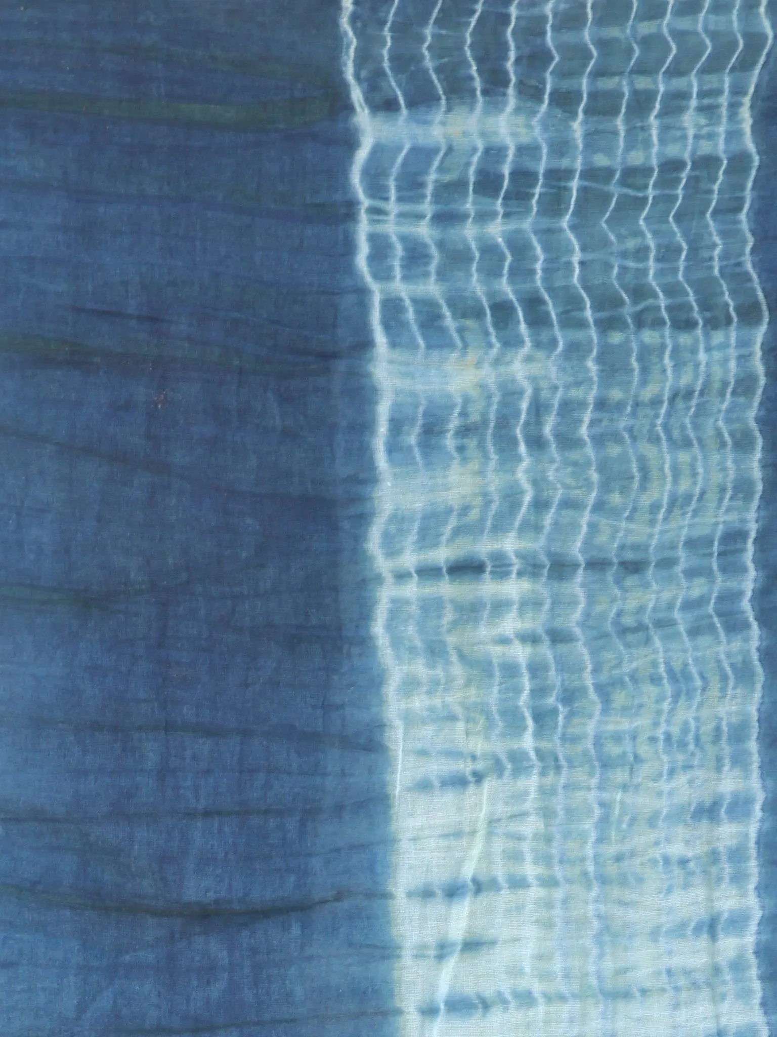 Deep Indigo White Shibori Cotton Hand Block Printed Dupatta  - D04170442