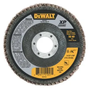 DeWalt® XP™ Ceramic Flap Discs, Type 29, 4 1/2 in, 60 Grit, 7/8 in Arbor, DWA8281