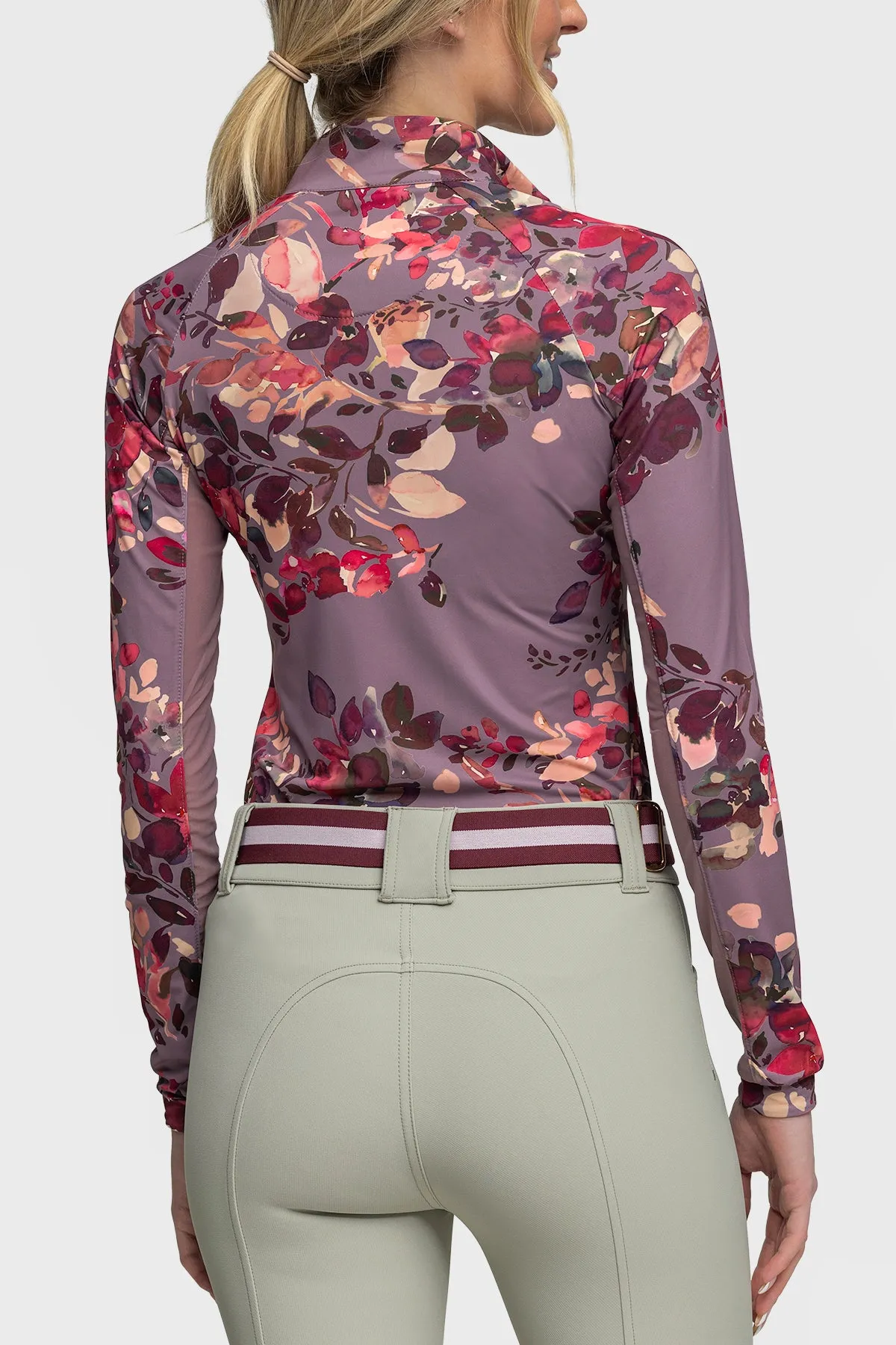 Dusty Mauve Watercolor Floral Long Sleeve Sun Shirt